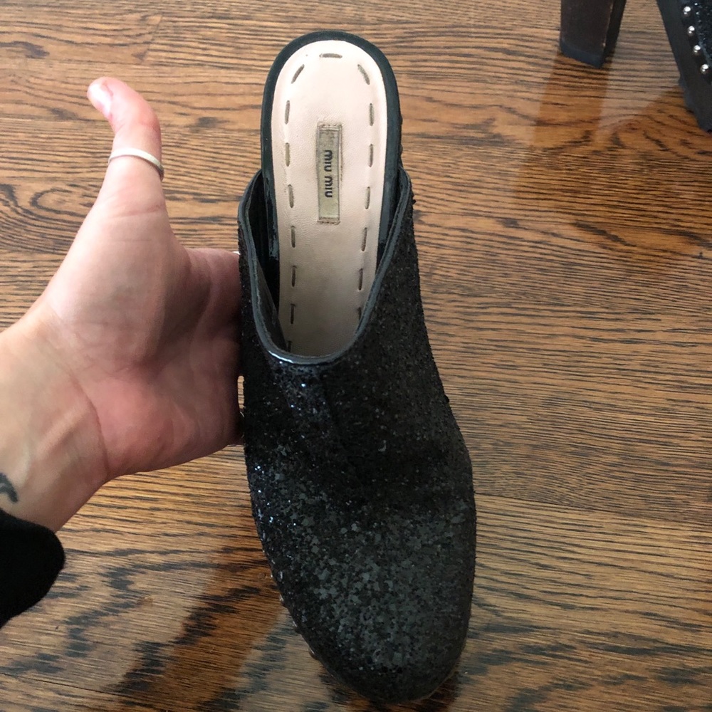 Miu Miu Sparkle Clog Platforms - image 3